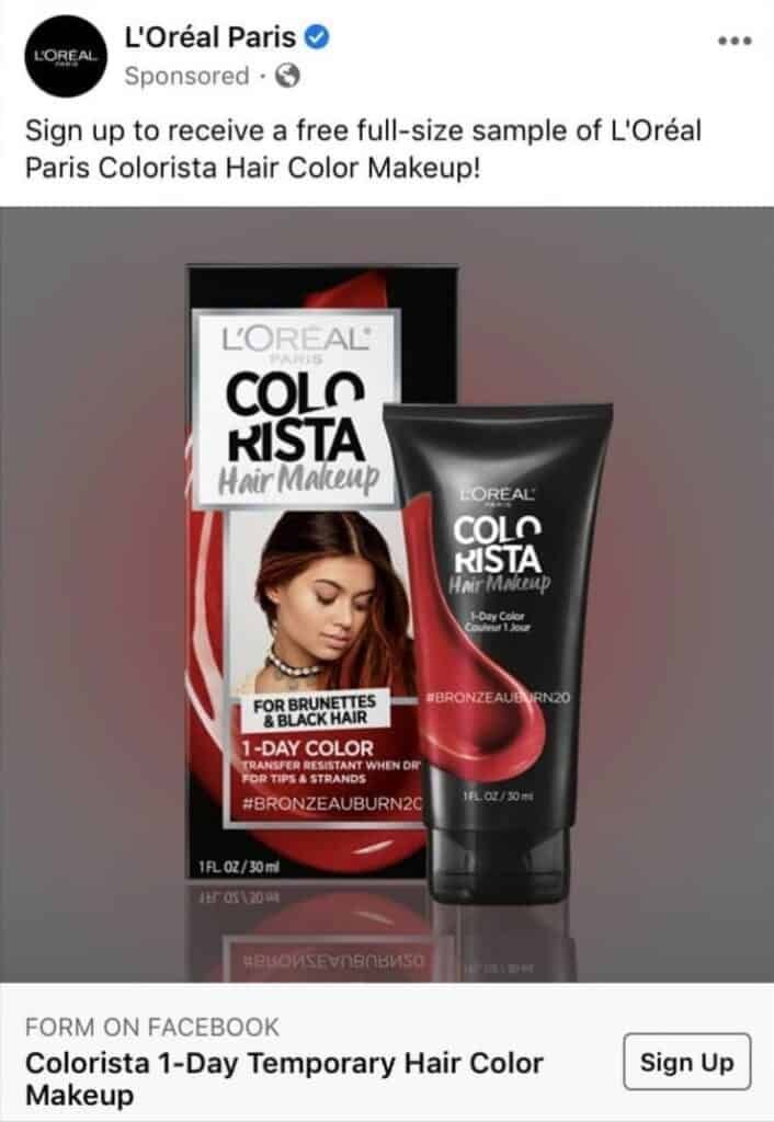 FREE Sample of Loreal Colorista Hair Color Makeup 1 loreal hair makeup