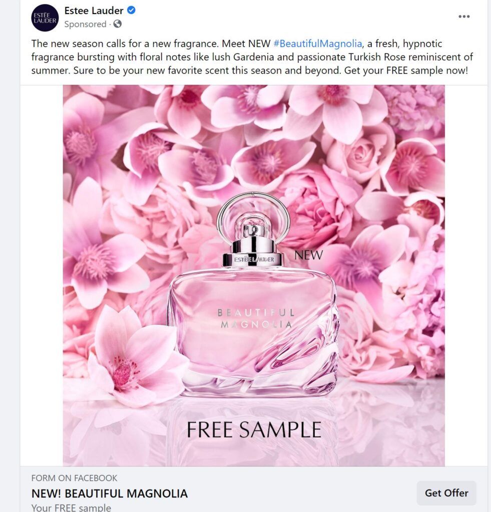 FREE ESTEE LAUDER BEAUTIFUL Magnolia FRAGRANCE SAMPLE 2 FREE ESTEE LAUDER BEAUTIFUL Magnolia FRAGRANCE SAMPLE