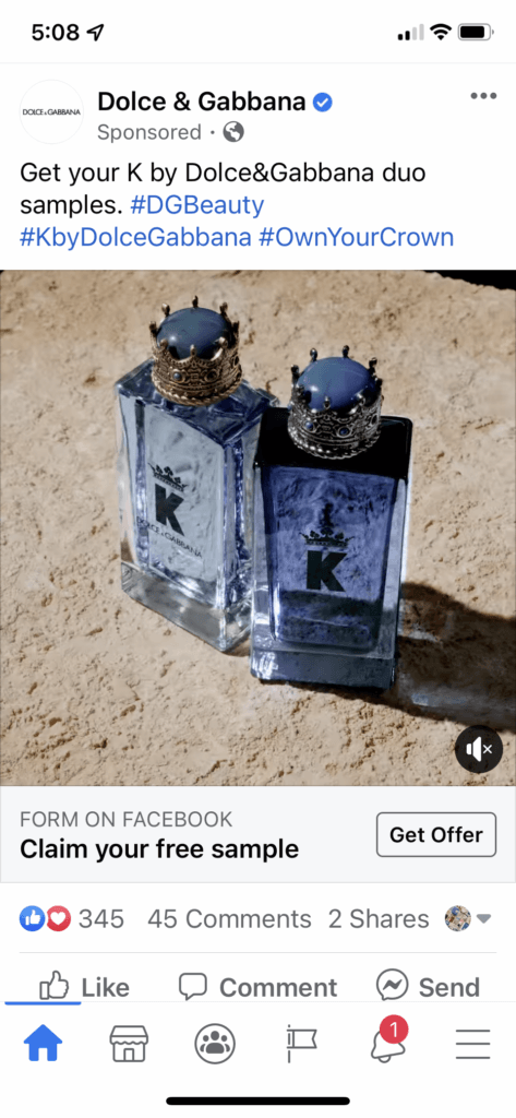 FREE K by Dolce & Gabbana Sample 2 FREE K by Dolce & Gabbana Sample