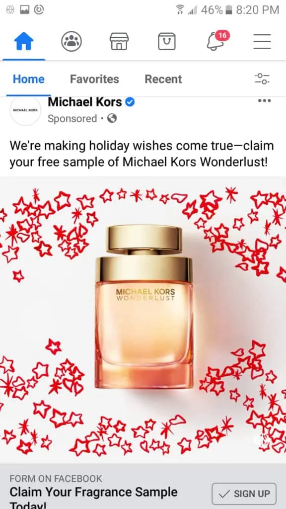 FREE Sample of Michael Kors Wonderlust Fragrance 1 Michael Kors Wonderlust ad