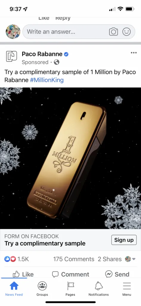 FREE Paco Rabanne 1 Million Fragrance Sample 1 FREE Paco Rabanne 1 Million Fragrance Sample